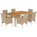 Set de comedor jardín 7 pzas con cojines ratán PE acacia beige