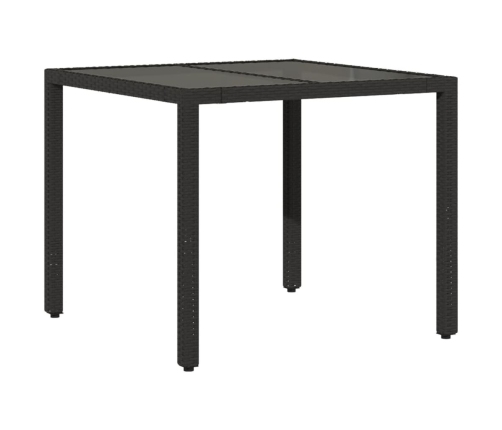 Set comedor jardín 5 pzas cojines ratán sintético vidrio negro