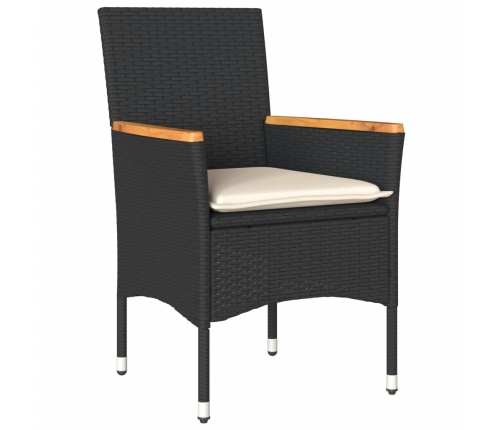 Set comedor jardín 7 pzas cojines ratán sintético vidrio negro