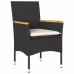 Set comedor jardín 7 pzas cojines ratán sintético vidrio negro