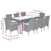 Set comedor jardín 9 pzas cojines ratán sintético vidrio negro