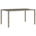 Set comedor jardín 5 pzas y cojines ratán sintético vidrio gris
