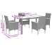 Set comedor jardín 5 pzas y cojines ratán sintético vidrio gris