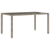 Set comedor jardín 7 pzas y cojines ratán sintético vidrio gris