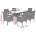 Set comedor jardín 7 pzas y cojines ratán sintético vidrio gris