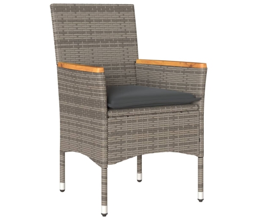 Set comedor jardín 7 pzas y cojines ratán sintético vidrio gris