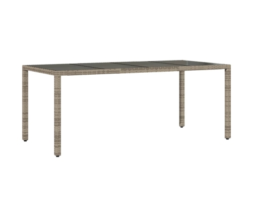 Set comedor jardín 7 pzas y cojines ratán sintético vidrio gris
