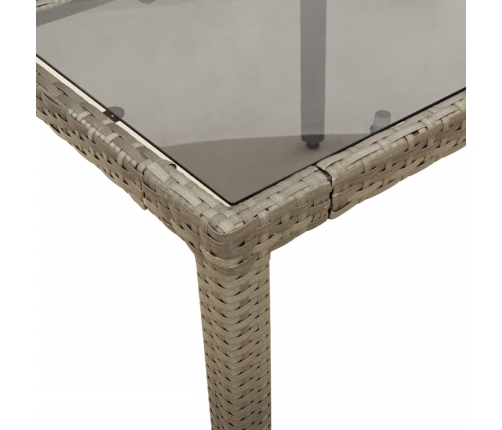 Set comedor jardín 7 pzas y cojines ratán sintético vidrio gris