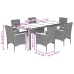 Set comedor jardín 7 pzas y cojines ratán sintético vidrio gris