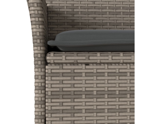 Set comedor jardín 9 pzas y cojines ratán sintético vidrio gris