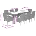 Set comedor jardín 9 pzas y cojines ratán sintético vidrio gris