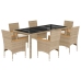 Set comedor jardín 7 pzas cojines ratán sintético vidrio beige