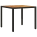 Set de comedor jardín 3 pzas con cojines ratán PE acacia negro