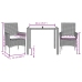 Set de comedor jardín 3 pzas con cojines ratán PE acacia negro