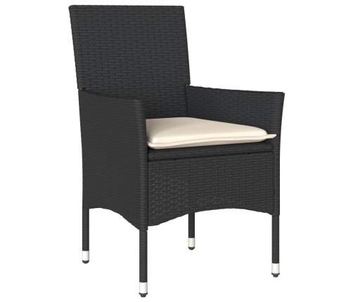 Set de comedor jardín 7 pzas con cojines ratán PE acacia negro