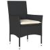 Set de comedor jardín 7 pzas con cojines ratán PE acacia negro