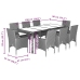 Set de comedor jardín 9 pzas con cojines ratán PE acacia gris