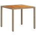 Set de comedor jardín 5 pzas con cojines ratán PE acacia beige