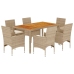 Set de comedor jardín 7 pzas con cojines ratán PE acacia beige