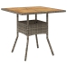 Set de comedor jardín 3 pzas con cojines ratán PE acacia gris