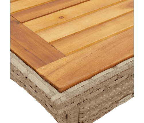 Set de comedor jardín 3 pzas con cojines ratán PE acacia beige