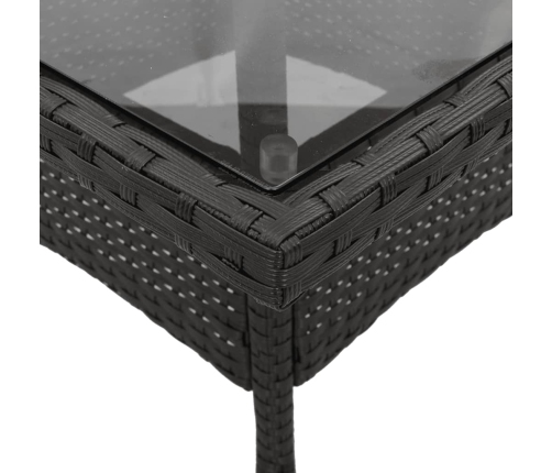 Set comedor jardín 3 pzas cojines ratán sintético vidrio negro