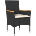 Set comedor jardín 5 pzas cojines ratán sintético vidrio negro