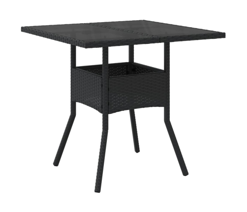 Set comedor jardín 5 pzas cojines ratán sintético vidrio negro