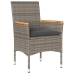 Set comedor jardín 5 pzas y cojines ratán sintético vidrio gris