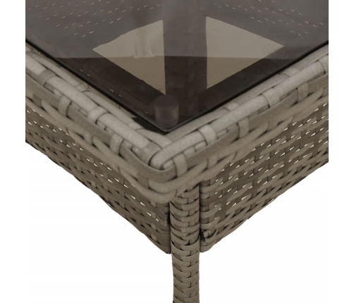 Set comedor jardín 5 pzas y cojines ratán sintético vidrio gris