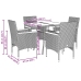 Set comedor jardín 5 pzas y cojines ratán sintético vidrio gris