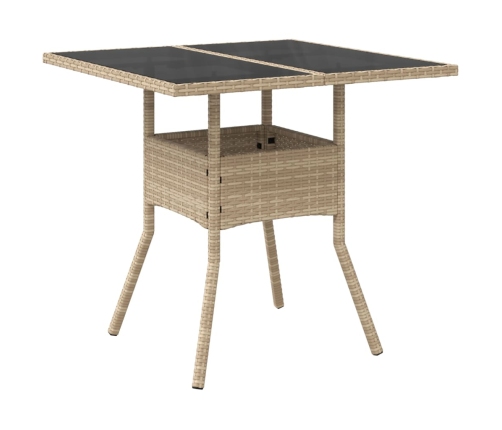 Set comedor jardín 3 pzas cojines ratán sintético vidrio beige