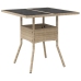 Set comedor jardín 3 pzas cojines ratán sintético vidrio beige