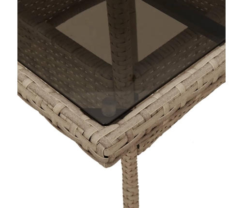 Set comedor jardín 3 pzas cojines ratán sintético vidrio beige