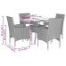 Set de comedor jardín 5 pzas con cojines ratán PE acacia negro