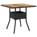 Set de comedor jardín 3 pzas con cojines ratán PE acacia negro