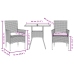 Set de comedor jardín 3 pzas con cojines ratán PE acacia negro