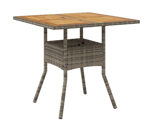 Set de comedor jardín 3 pzas con cojines ratán PE acacia gris