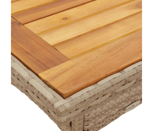 Set de comedor jardín 3 pzas con cojines ratán PE acacia beige