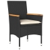 Set de comedor jardín 3 pzas con cojines ratán PE acacia negro
