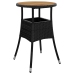 Set de comedor jardín 3 pzas con cojines ratán PE acacia negro