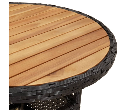 Set de comedor jardín 5 pzas con cojines ratán PE acacia negro