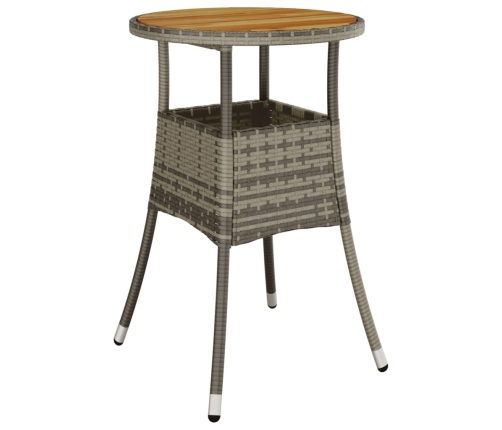 Set de comedor jardín 5 pzas con cojines ratán PE acacia gris
