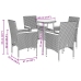 Set de comedor jardín 5 pzas con cojines ratán PE acacia gris