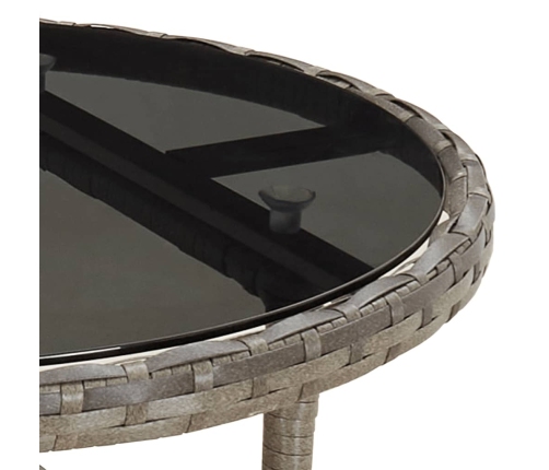 Set comedor jardín 5 pzas y cojines ratán sintético vidrio gris