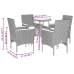 Set comedor jardín 5 pzas y cojines ratán sintético vidrio gris