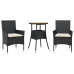 Set de comedor jardín 3 pzas con cojines ratán PE acacia negro
