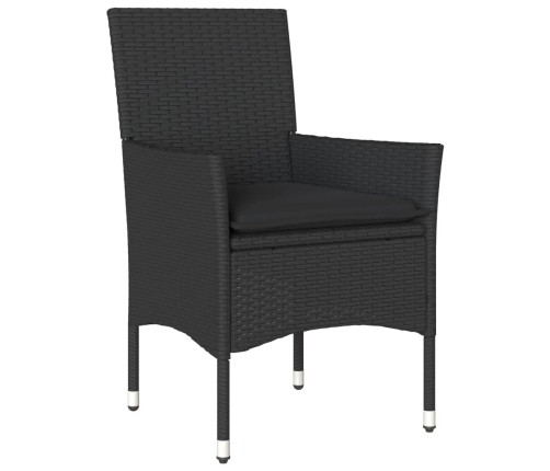 Set de comedor jardín 3 pzas con cojines ratán PE acacia negro