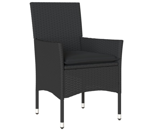 Set de comedor jardín 5 pzas con cojines ratán PE acacia negro