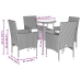 Set de comedor jardín 5 pzas con cojines ratán PE acacia negro